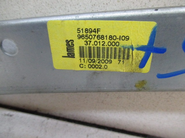 SYST?ME DE L?VE-VITRE ARRI?RE MANUEL OEM N. 9650768180 PI?CES DE VOITURE D'OCCASION PEUGEOT 207 / 207 CC WA WC WK (05/2009 - 2015) BENZINA D?PLACEMENT. 14 ANN?E 2009