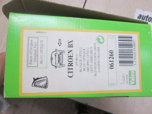 FEU CLIGNOTANT SUPPL?MENTAIRE OEM N.  PI?CES DE VOITURE D'OCCASION CITROEN BX (1987 - 1993)DIESEL D?PLACEMENT. 17 ANN?E 1987