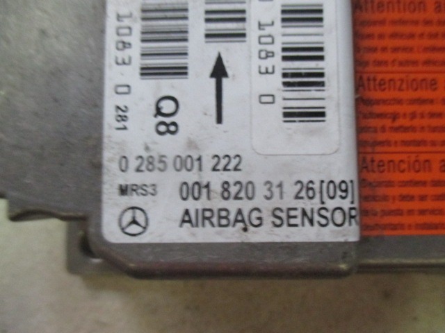 KIT AIRBAG COMPLET OEM N. 15835 KIT AIRBAG COMPLETO PI?CES DE VOITURE D'OCCASION MERCEDES CLASSE A W168 V168 RESTYLING (2001 - 2005) DIESEL D?PLACEMENT. 17 ANN?E 2002