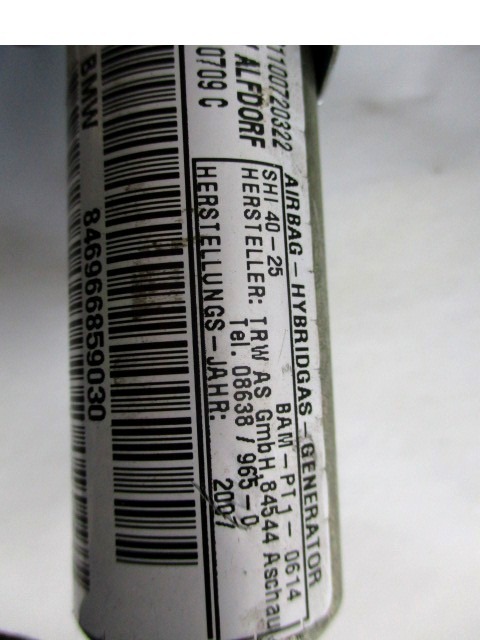 AIRBAG DE TETE  GAUCHE OEM N. 8,47E+11 PI?CES DE VOITURE D'OCCASION BMW SERIE 3 BER/SW/COUPE/CABRIO E90/E91/E92/E93 (2005 - 08/2008) DIESEL D?PLACEMENT. 20 ANN?E 2007