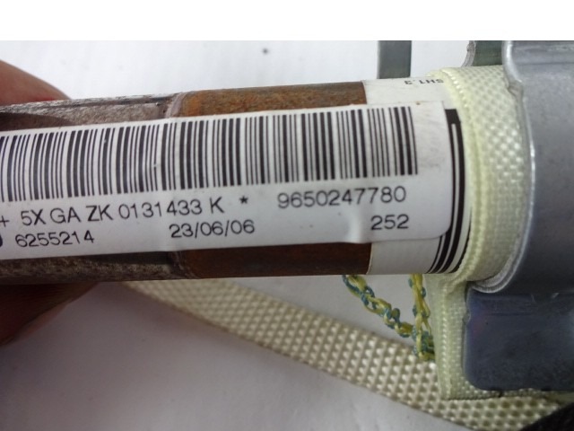 AIRBAG DE TETE DROIT  OEM N. 9650247780 PI?CES DE VOITURE D'OCCASION PEUGEOT 207 / 207 CC WA WC WK (2006 - 05/2009) DIESEL D?PLACEMENT. 14 ANN?E 2006