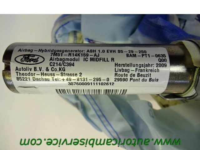 AIRBAG DE TETE DROIT  OEM N. 7M51-R14K159-AJ PI?CES DE VOITURE D'OCCASION FORD KUGA (05/2008 - 2012) DIESEL D?PLACEMENT. 20 ANN?E 2009