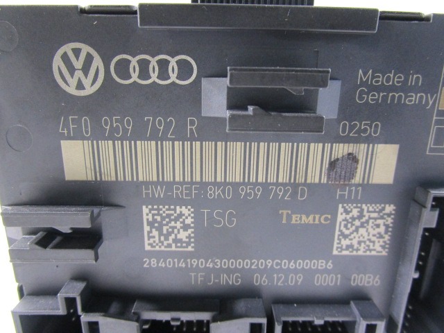 CONTR?LE DE LA PORTE D'ENTR?E OEM N. 4F0959792R PI?CES DE VOITURE D'OCCASION AUDI A6 C6 4F2 4FH 4F5 RESTYLING BER/SW/ALLROAD (10/2008 - 2011) DIESEL D?PLACEMENT. 30 ANN?E 2010