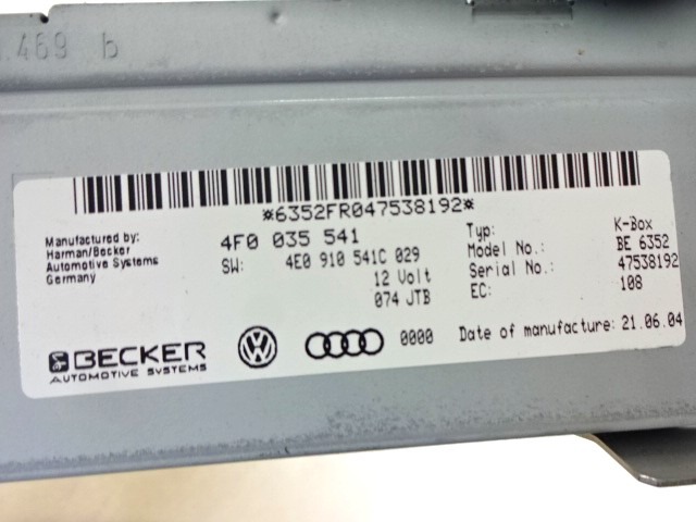 PI?CES D?TACH?ES RADIONAVIGATION OEM N. 4F0919603A PI?CES DE VOITURE D'OCCASION AUDI A6 C6 4F2 4FH 4F5 BER/SW/ALLROAD (07/2004 - 10/2008) DIESEL D?PLACEMENT. 30 ANN?E 2004