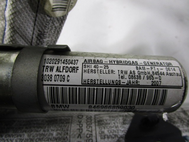 AIRBAG DE TETE  GAUCHE OEM N. 8,47E+11 PI?CES DE VOITURE D'OCCASION BMW SERIE 3 BER/SW/COUPE/CABRIO E90/E91/E92/E93 (2005 - 08/2008) DIESEL D?PLACEMENT. 20 ANN?E 2007