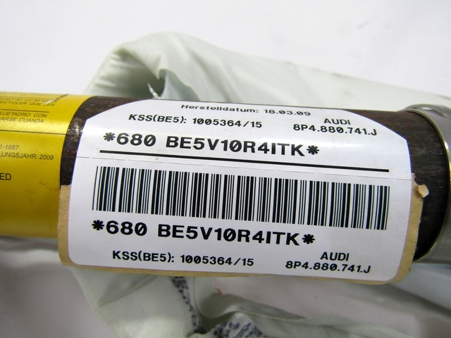 AIRBAG DE TETE  GAUCHE OEM N. 8P4880741J PI?CES DE VOITURE D'OCCASION AUDI A3 8P 8PA 8P1 RESTYLING (2008 - 2012)DIESEL D?PLACEMENT. 19 ANN?E 2009