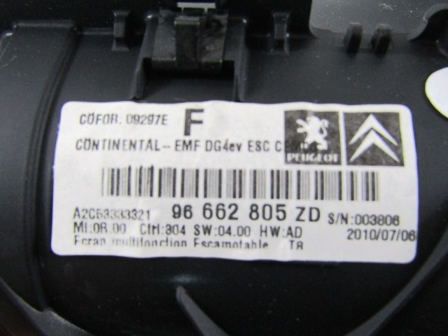 PI?CES D?TACH?ES RADIONAVIGATION OEM N. 96738870XT 9673397980 96662805ZD 96638354XT PI?CES DE VOITURE D'OCCASION PEUGEOT 3008 (2009 - 2016) DIESEL D?PLACEMENT. 20 ANN?E 2010