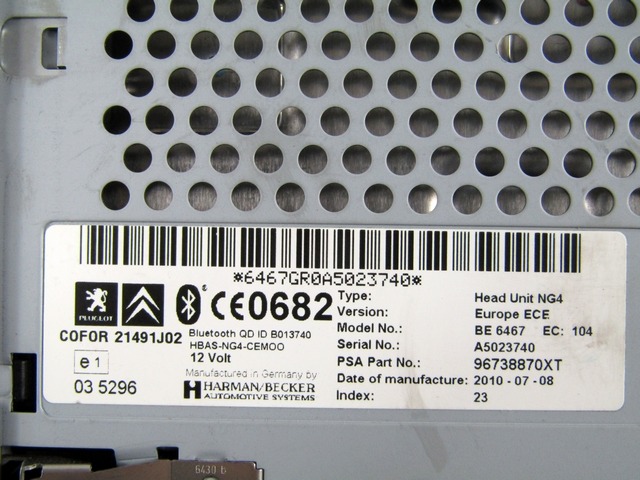 PI?CES D?TACH?ES RADIONAVIGATION OEM N. 96738870XT 9673397980 96662805ZD 96638354XT PI?CES DE VOITURE D'OCCASION PEUGEOT 3008 (2009 - 2016) DIESEL D?PLACEMENT. 20 ANN?E 2010