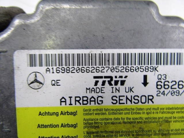 KIT AIRBAG COMPLET OEM N. 18510 KIT AIRBAG COMPLETO PI?CES DE VOITURE D'OCCASION MERCEDES CLASSE B W245 T245 5P (2005 - 2011) BENZINA D?PLACEMENT. 17 ANN?E 2005