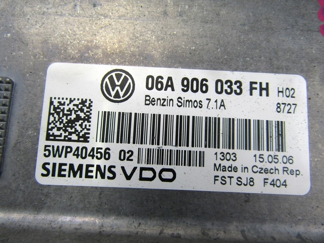 KIT ACCENSIONE AVVIAMENTO OEM N. 17900 KIT ACCENSIONE AVVIAMENTO PI?CES DE VOITURE D'OCCASION SEAT ALTEA 5P1 (2004 - 02/2009)BENZINA D?PLACEMENT. 16 ANN?E 2006