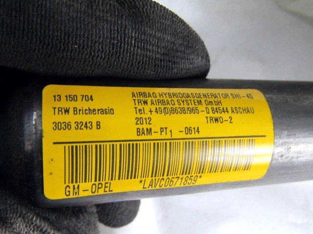 AIRBAG DE TETE  GAUCHE OEM N. 13150704 PI?CES DE VOITURE D'OCCASION OPEL CORSA D (02/2011 - 2014) BENZINA D?PLACEMENT. 12 ANN?E 2012