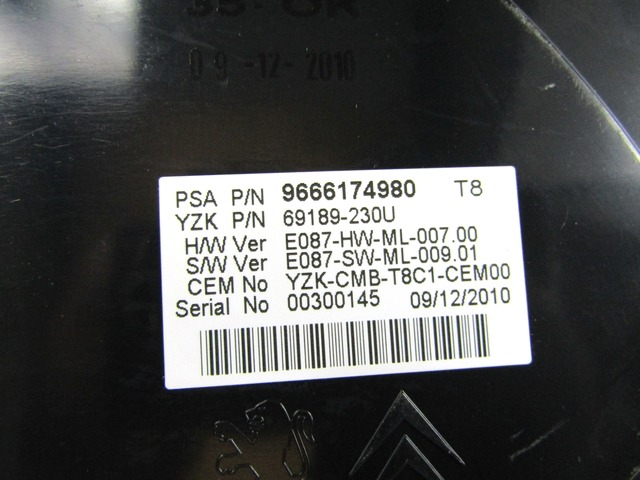 TABLEAU DE BORD OEM N. 9666174980 PI?CES DE VOITURE D'OCCASION PEUGEOT 5008 (2009 - 2013) DIESEL D?PLACEMENT. 16 ANN?E 2011