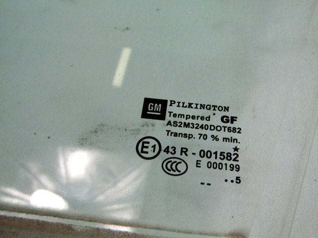 GLACE DE PORTE, AVANT GAUCHE OEM N. 93183266 PI?CES DE VOITURE D'OCCASION OPEL ASTRA H L48,L08,L35,L67 5P/3P/SW (2004 - 2007) DIESEL D?PLACEMENT. 19 ANN?E 2005