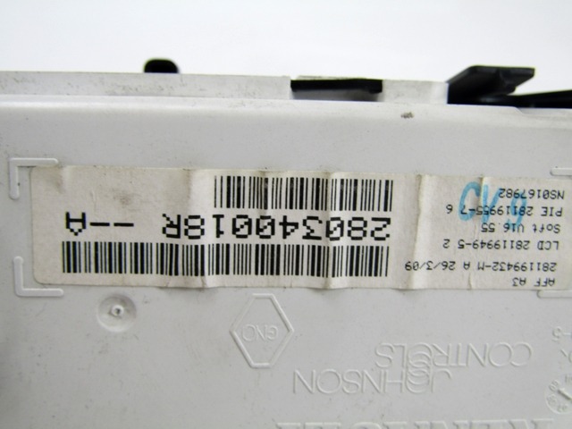 AFFICHEUR D?PORT? . OEM N. 280340018R PI?CES DE VOITURE D'OCCASION RENAULT CLIO (05/2009 - 2013) DIESEL D?PLACEMENT. 15 ANN?E 2009