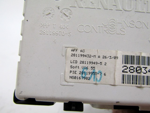 AFFICHEUR D?PORT? . OEM N. 280340018R PI?CES DE VOITURE D'OCCASION RENAULT CLIO (05/2009 - 2013) DIESEL D?PLACEMENT. 15 ANN?E 2009