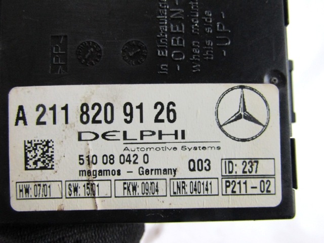 ALARME DE VOITURE DE CONTR?LE OEM N. A2118209126 PI?CES DE VOITURE D'OCCASION MERCEDES CLASSE S W220 (1998 - 2006)DIESEL D?PLACEMENT. 32 ANN?E 2004