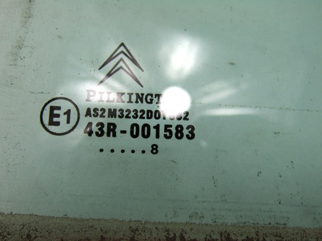 GLACE DE PORTE, VERRE TEINT? AR GAUCHE OEM N. 9203CL PI?CES DE VOITURE D'OCCASION CITROEN C3 / PLURIEL (09/2005 - 11/2010) BENZINA D?PLACEMENT. 11 ANN?E 2008