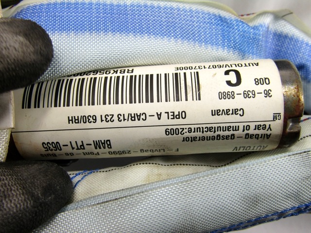 AIRBAG DE TETE DROIT  OEM N. 13231630 PI?CES DE VOITURE D'OCCASION OPEL ASTRA H RESTYLING L48 L08 L35 L67 5P/3P/SW (2007 - 2009) BENZINA D?PLACEMENT. 16 ANN?E 2009