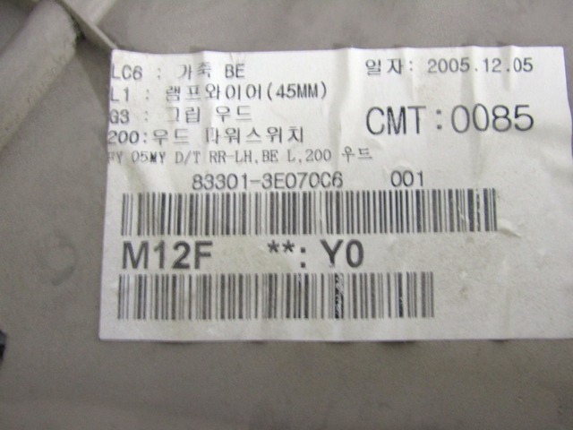 REV?TEMENT DE PORTE  OEM N. 16914 PANNELLO INTERNO PORTA POSTERIORE PI?CES DE VOITURE D'OCCASION KIA SORENTO (2002 - 2009) DIESEL D?PLACEMENT. 25 ANN?E 2006