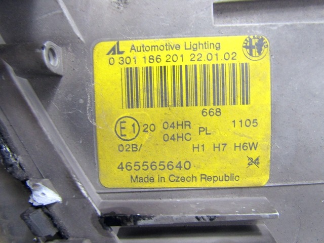 PROJECTEUR GAUCHE OEM N. 465565640 PI?CES DE VOITURE D'OCCASION ALFA ROMEO 147 937 (2001 - 2005)DIESEL D?PLACEMENT. 19 ANN?E 2004