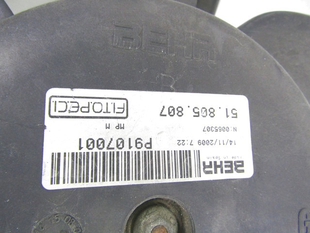 CADRE DE VENTILATEUR AVEC VENTILATEUR OEM N. 51805807 PI?CES DE VOITURE D'OCCASION CITROEN NEMO (DAL 2008) DIESEL D?PLACEMENT. 14 ANN?E 2010