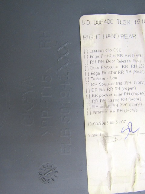 PANNEAU ARRI?RE EN CUIR OEM N. 18804 PANNELLO INTERNO POSTERIORE PELLE PI?CES DE VOITURE D'OCCASION LAND ROVER RANGE ROVER SPORT (2005 - 2010) DIESEL D?PLACEMENT. 27 ANN?E 2005