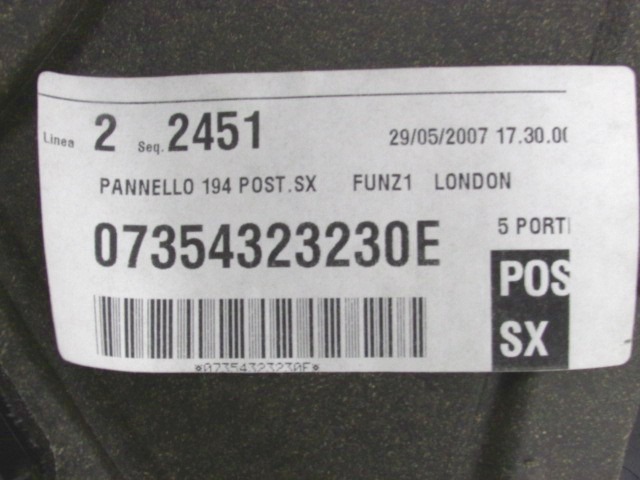 REV?TEMENT DE PORTE  OEM N. 18904 PANNELLO INTERNO PORTA POSTERIORE PI?CES DE VOITURE D'OCCASION FIAT CROMA (11-2007 - 2010) DIESEL D?PLACEMENT. 19 ANN?E 2007