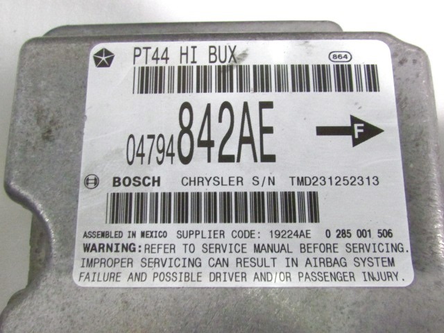 KIT AIRBAG COMPLET OEM N. 16359 KIT AIRBAG COMPLETO PI?CES DE VOITURE D'OCCASION CHRYSLER PT CRUISER PT (2000 - 2010) BENZINA D?PLACEMENT. 16 ANN?E 2002