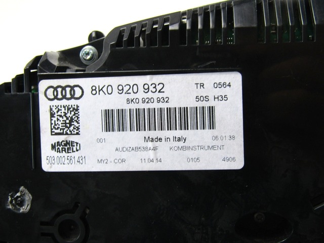 TABLEAU DE BORD OEM N. 8K0920932 PI?CES DE VOITURE D'OCCASION AUDI A4 B8 8K2 BER/SW/CABRIO (2007 - 11/2015) DIESEL D?PLACEMENT. 20 ANN?E 2014