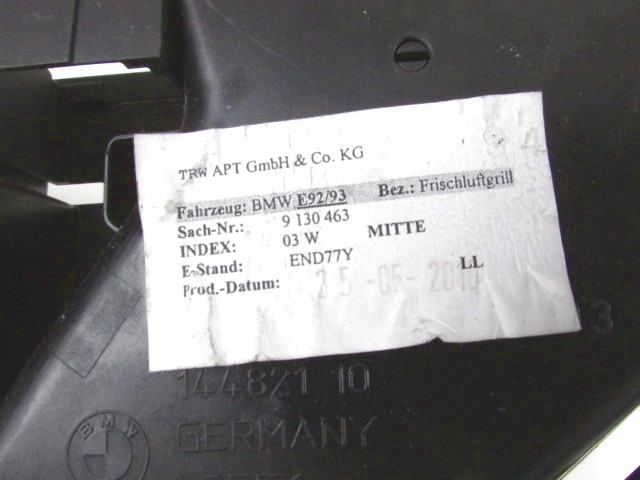 BUSES DE VENTILATION CENTRALES OEM N. 9130463 PI?CES DE VOITURE D'OCCASION BMW SERIE 3 BER/SW/COUPE/CABRIO E90/E91/E92/E93 LCI RESTYLING (09/2008 - 2012) DIESEL D?PLACEMENT. 20 ANN?E 2010