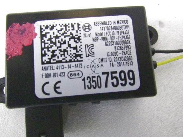 ALARME DE VOITURE DE CONTR?LE OEM N. 13507599 PI?CES DE VOITURE D'OCCASION OPEL ASTRA K 5P/3P/SW (DAL 2015)DIESEL D?PLACEMENT. 16 ANN?E 2017