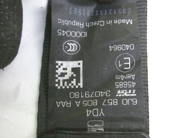 CEINTURE DE S?CURIT? OEM N. 6J0857805A PI?CES DE VOITURE D'OCCASION SEAT IBIZA MK4 BER/SW (2008 - 2012)BENZINA D?PLACEMENT. 12 ANN?E 2012