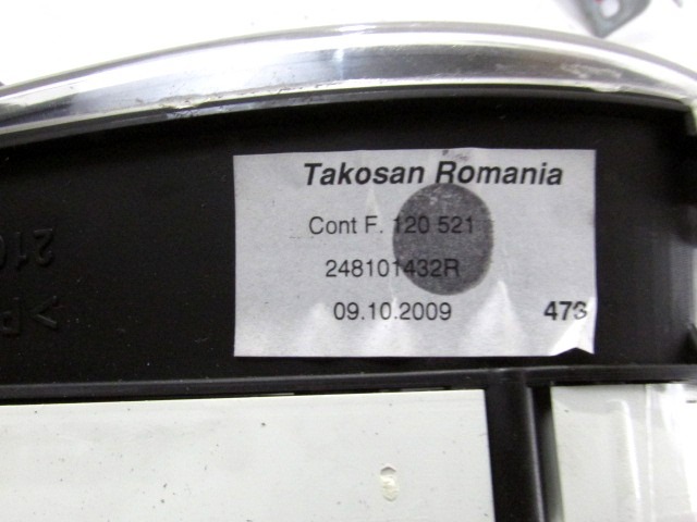 TABLEAU DE BORD OEM N. 248101432R PI?CES DE VOITURE D'OCCASION DACIA SANDERO MK1 (2008 - 2012) BENZINA D?PLACEMENT. 12 ANN?E 2009