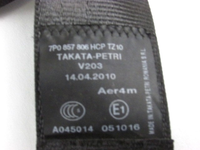 CEINTURE DE S?CURIT? OEM N. 7P0857806 PI?CES DE VOITURE D'OCCASION VOLKSWAGEN TOUAREG (2010 - 2018)DIESEL D?PLACEMENT. 30 ANN?E 2010