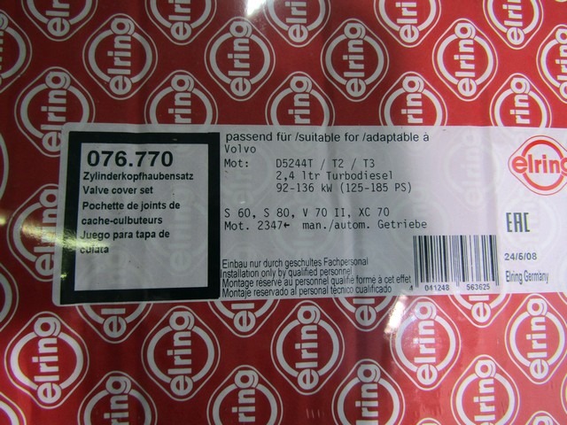 JOINT DE COUVERCLE DE POUSSOIR OEM N. 076.770 PI?CES DE VOITURE D'OCCASION VOLVO V70 MK2 (2000 - 2008) DIESEL D?PLACEMENT. 24 ANN?E 2004