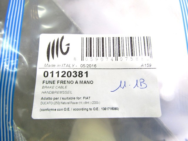 FREIN ? MAIN / COMANDE OEM N. 504228280 PI?CES DE VOITURE D'OCCASION FIAT DUCATO (DAL 2006)BENZINA/METANO D?PLACEMENT. 30 ANN?E 2009