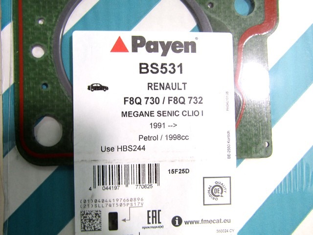 JOINT DE CULASSE OEM N. 7700107818 PI?CES DE VOITURE D'OCCASION RENAULT CLIO (1990 - 03/1998)DIESEL D?PLACEMENT. 19 ANN?E 1991