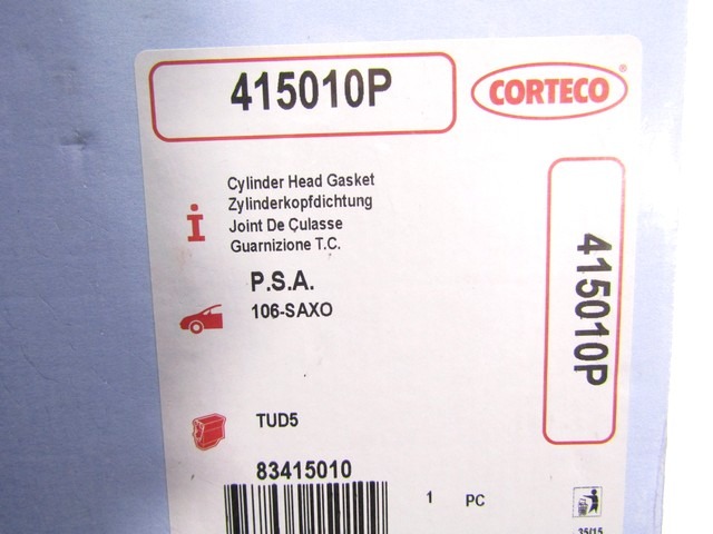 JOINT DE CULASSE OEM N. 0209AA PI?CES DE VOITURE D'OCCASION PEUGEOT 106 (1996 - 2004) DIESEL D?PLACEMENT. 15 ANN?E 1996