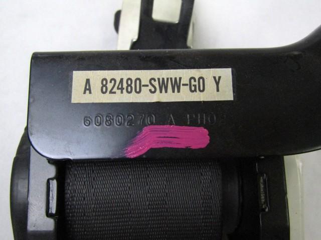 82480-SWW-G0 CINTURA DI SICUREZZA POSTERIORE CENTRALE HONDA CR-V 2.2 D 4X4 103KW 6M 5P (2007) RICAMBIO USATO 
