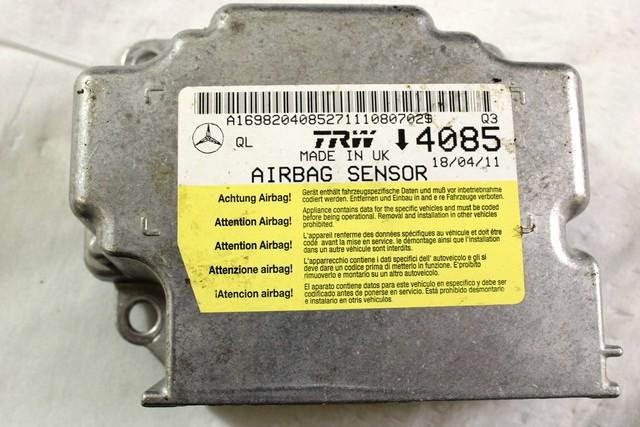 A1698204085 KIT AIRBAG MERCEDES CLASSE B 200 W245 2.0 D 103KW AUT 5P (2011) RICAMBIO USATO CON PRETENSIONATI CINTURE DI SICUREZZA, CENTRALINA AIRBAG, AIRBAG VOLANTE GUIDATORE, AIRBAG PASSEGGERO, CRUSCOTTO 1648601902