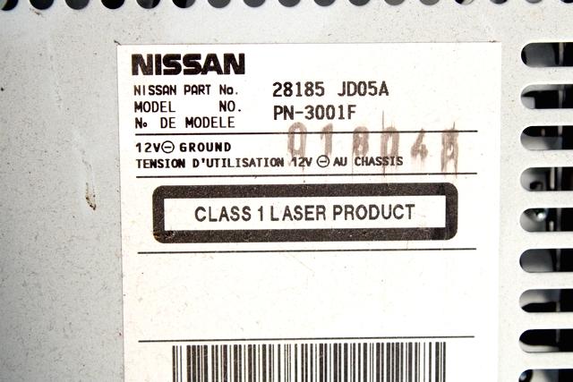 258185JD05A AUTORADIO NISSAN QASHQAI 1.5 D 76KW 6M 5P (2009) RICAMBIO USATO NON FORNIAMO CODICI AUTORADIO, MA SOLO NUMERO DI TELAIO VEICOLO