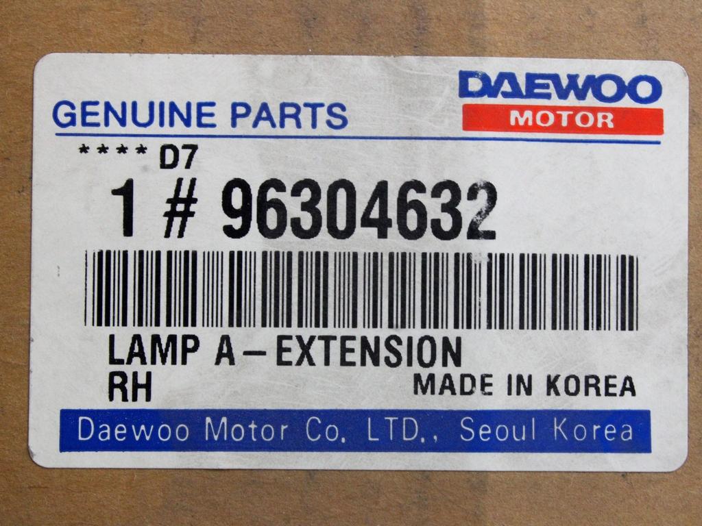 96304632 FARO FANALE POSTERIORE DESTRO PARTE INTERNA DAEWOO LANOS 1.6 5P B 5M (2000) RICAMBIO NUOVO