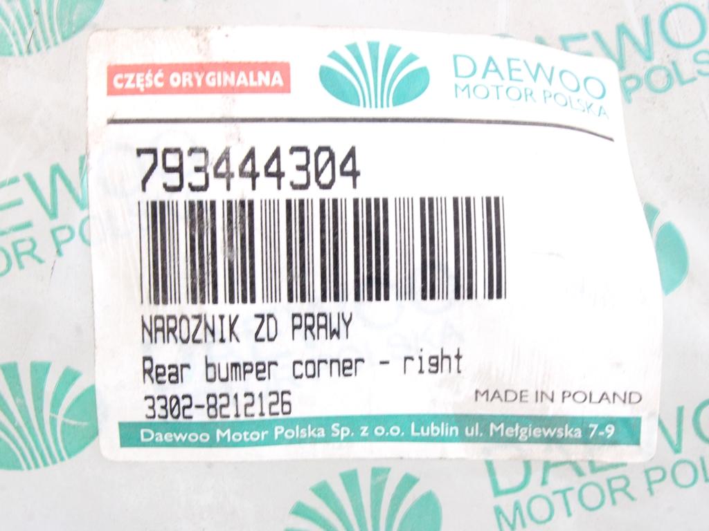 793444304 CANTONALE PARAURTI POSTERIORE LATO DESTRO DAEWOO LUBLIN (2000) RICAMBIO NUOVO