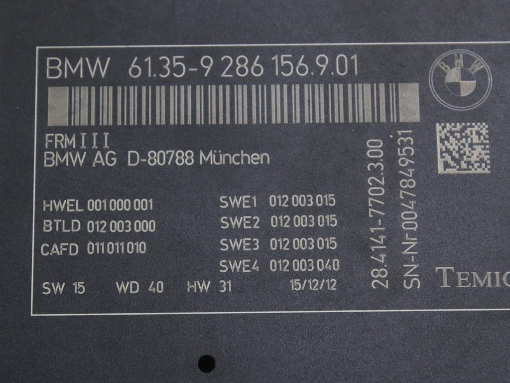 61359286156 CENTRALINA MODULO LUCI BMW X3 F25 2.0 D 105KW AUT 5P (2013) RICAMBIO USATO