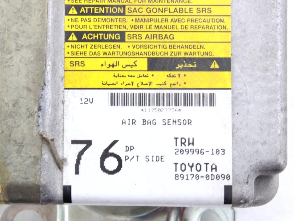 89170-0D090 KIT AIRBAG TOYOTA YARIS 1.4 D 55KW 5M 3P (2005) RICAMBIO USATO CON CENTRALINA AIRBAG, AIRBAG VOLANTE, AIRBAG PASSEGGERO, PRETENSIONATORI CINTURE DI SICUREZZA 45130-0D101-B0 739700D050B0 73210-0D011 73220-0D061