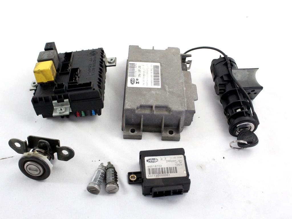 46480662 KIT ACCENSIONE AVVIAMENTO LANCIA YPSILON 1.1 B 40KW 5M 3P (1998) RICAMBIO USATO CON CENTRALINA MOTORE, BLOCCHETTI ACCENSIONE APERTURA CON CHIAVE 46518702 46412170