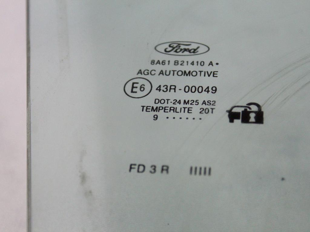 8A61-B21410-A VETRO SCENDENTE PORTA ANTERIORE DESTRA FORD FIESTA 1.4 G 71KW 5M 3P (2009) RICAMBIO USATO