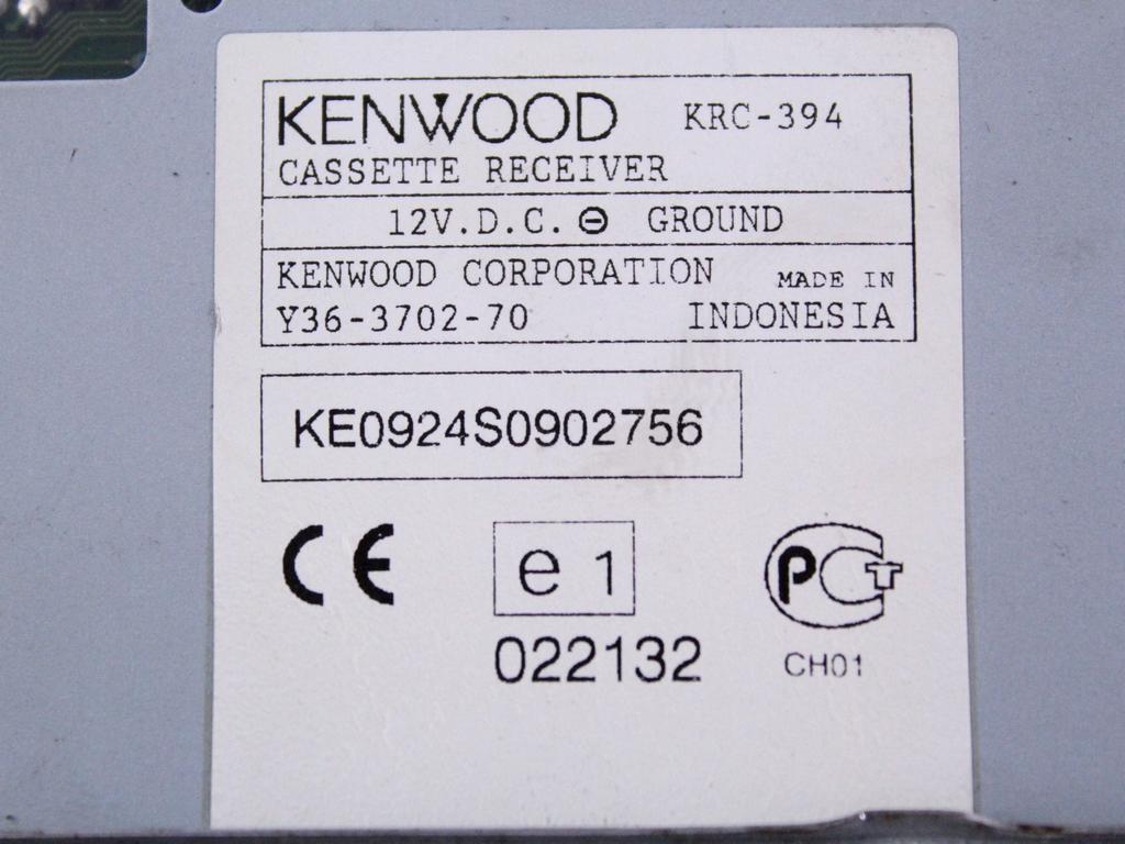 Y36-3702-70 AUTORADIO AFTERMARKET KENWOOD CITROEN XSARA PICASSO 1.6 B 80KW 5M 5P (2006) RICAMBIO USATO (NON FORNIAMO CODICE AUTORADIO, MA SOLO NUMERO DI TELAIO VEICOLO) KRC-394