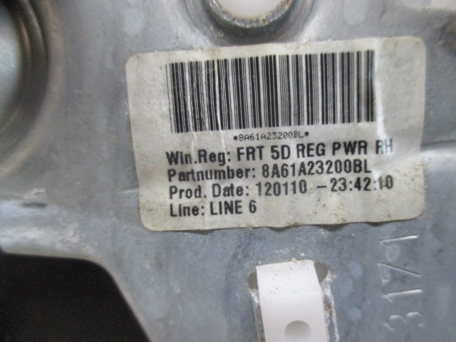 M?CANISME DE PARE-BRISE DE PORTE AVANT OEM N. 8A61-A23201 PI?CES DE VOITURE D'OCCASION FORD FIESTA (09/2008 - 11/2012) BENZINA/GPL D?PLACEMENT. 14 ANN?E 2010